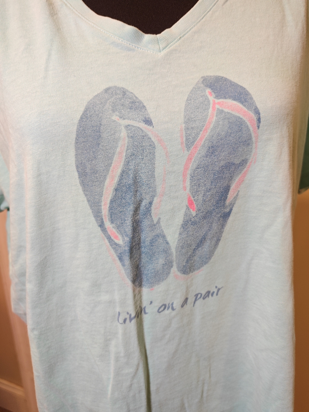 Life Is Good Light Blue Graphic Tee "livin on a pair"